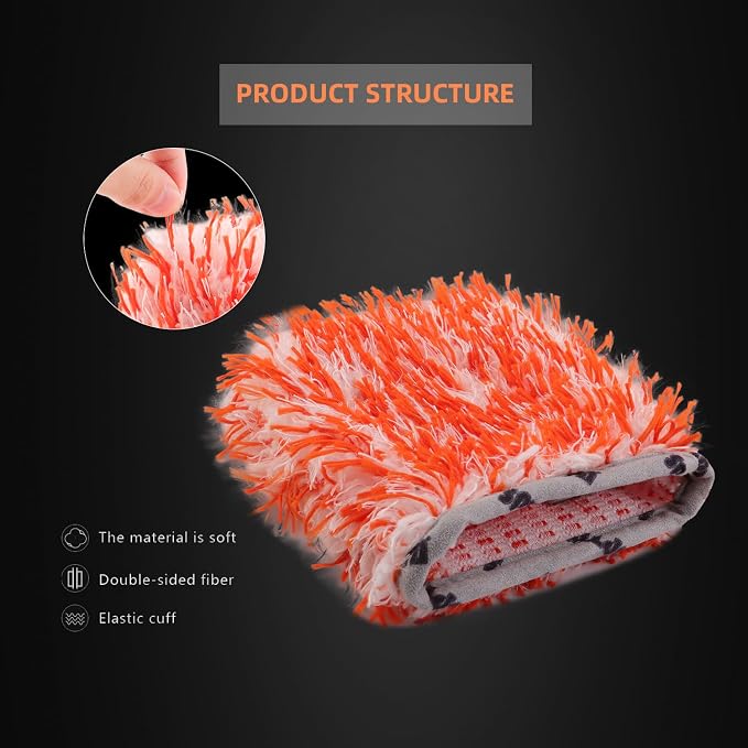 SPTA Microfiber Car Wash Mitt for Small Area, Plush Fiber Cloth Material - Image 3