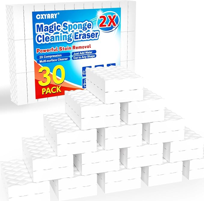 Magic Sponges Cleaning Eraser, 30 Pack 2X Density Stronger Melamine Sponge Foam by CXYARY