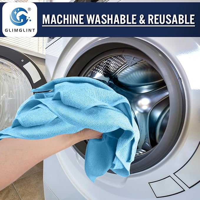GLIMGLINT Blue Microfiber Cleaning Cloth, 150 Pack Microfiber Towels - Image 6