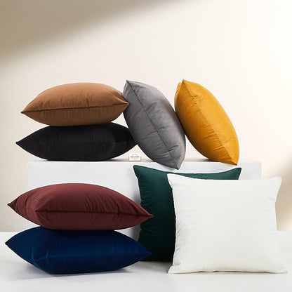Solid Color Velvet Throw Pillow with Insert Included (Navy Blue, 22"x22"), Decorative Pillow for Sofa, Couch, Bed, Chair Cushion