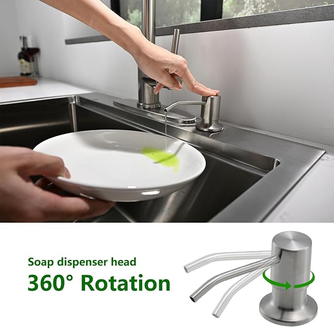 Built in Soap Dispenser for Kitchen Sink, Stainless Steel Brushed Nickel - Image 3