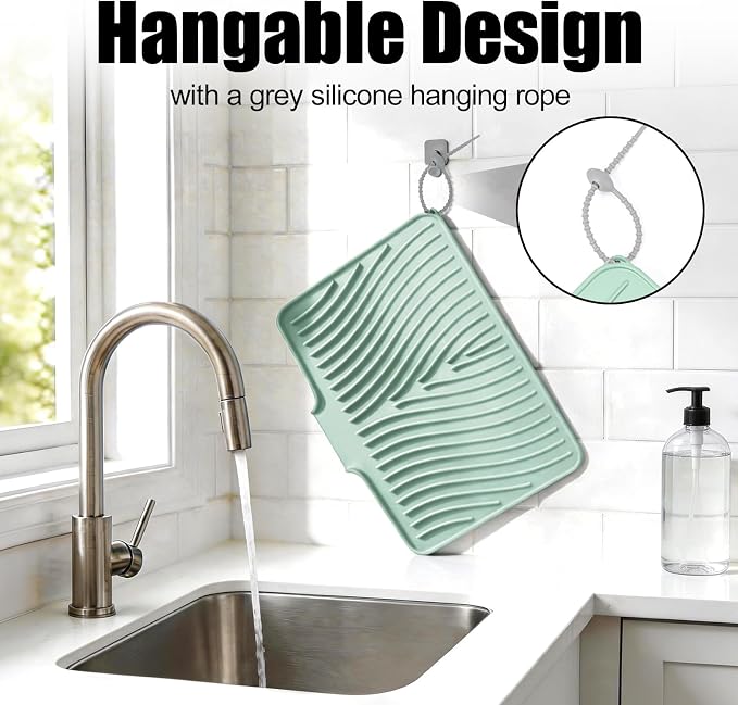 Silicone Dish Drying Mat for Kitchen Counter, Dish Drying Pad, Non-Slip Drain - Image 4