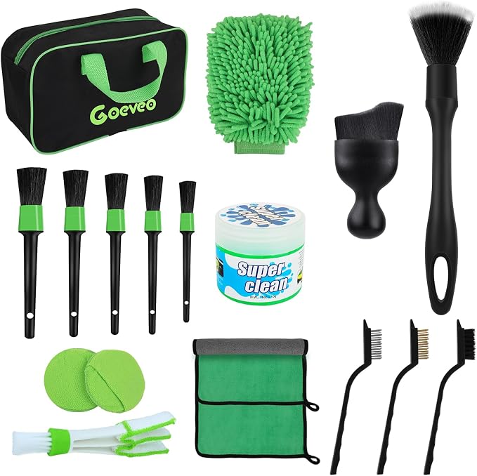 18PCS Car Detailing Brush Set, Car Interior Detailing Kit by Goeveo