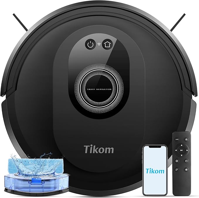 Tikom Robot Vacuum and Mop Combo, 5000Pa Robotic Vacuum Cleaner, 150 Min Max by Tikom