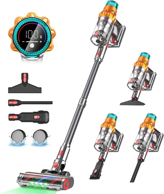 Cordless Vacuum Cleaners for Home, 8-in-1/65Min/600W/48Kpa Powerful Suction by REBANIC