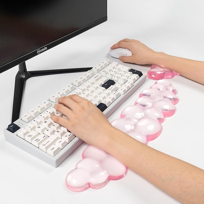 Ergonomic Gel Cloud Keyboard and Mouse Wrist Rest Set – Clear Wrist Rest - Image 4