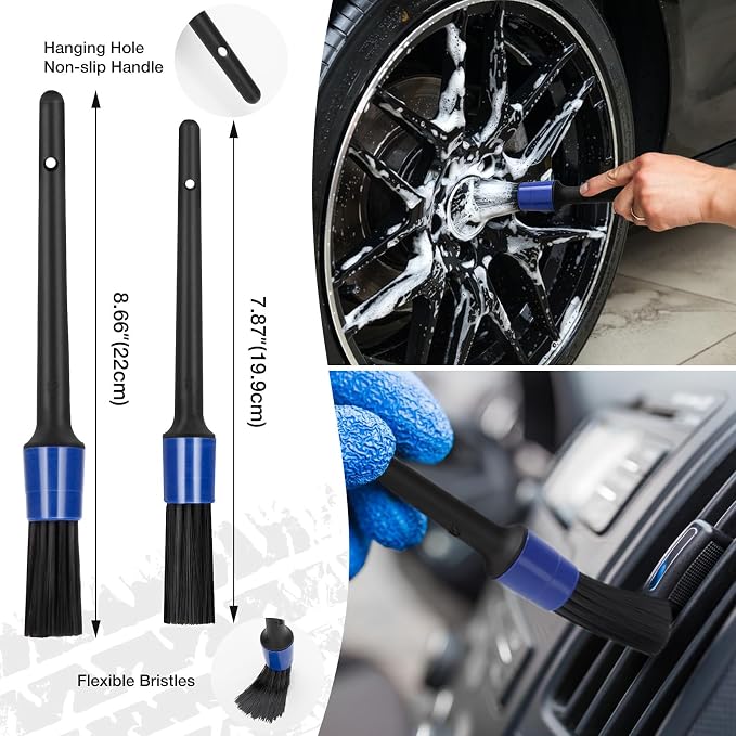 SHALL 8Pcs Wheel Brush Kit for Cleaning Wheel and Tire, Wheel and Rim Brush - Image 5