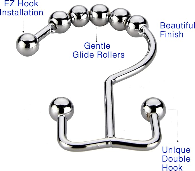 2lbDepot Shower Curtain Rings Hooks - Image 2