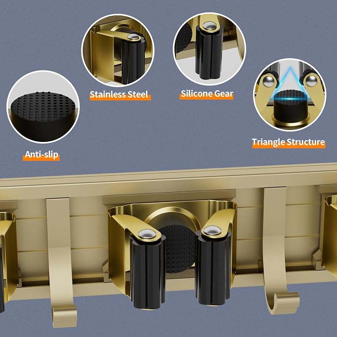 reliahom Broom Holder Wall Mount, 5 Racks - Image 3