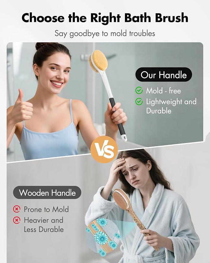Back Scrubber Anti Slip for Shower: 18.1'' Long Handle Bath Brush - Image 6