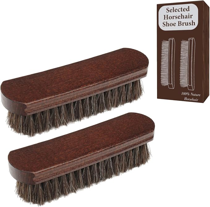 Professional 100% Horsehair Shoe Brush Premium Horsehair Dauber Applicators by LYSSRA