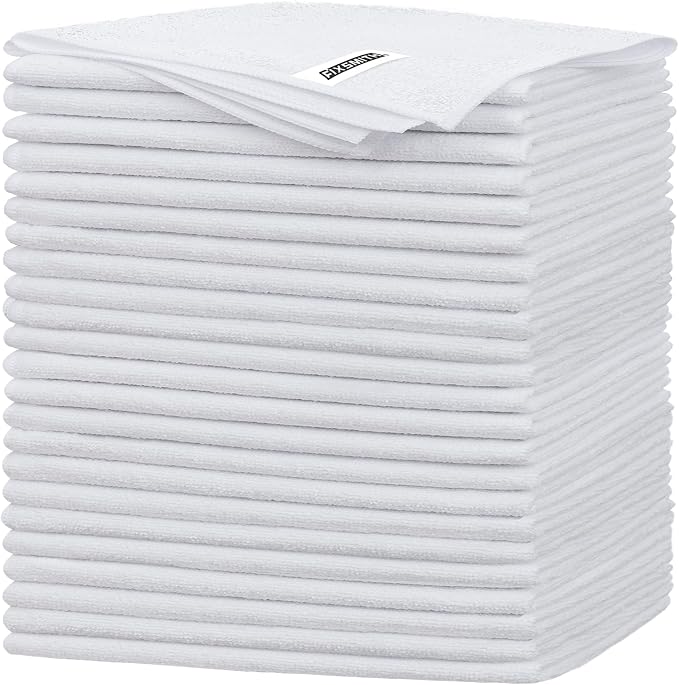 FIXSMITH White Microfiber Cleaning Cloth -Pack of 24, Highly Absorbent Cleaning by FIXSMITH