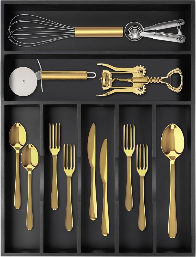 Silverware Organizer Bamboo Kitchen Drawer Organizer Utensil Organizer by Conflech