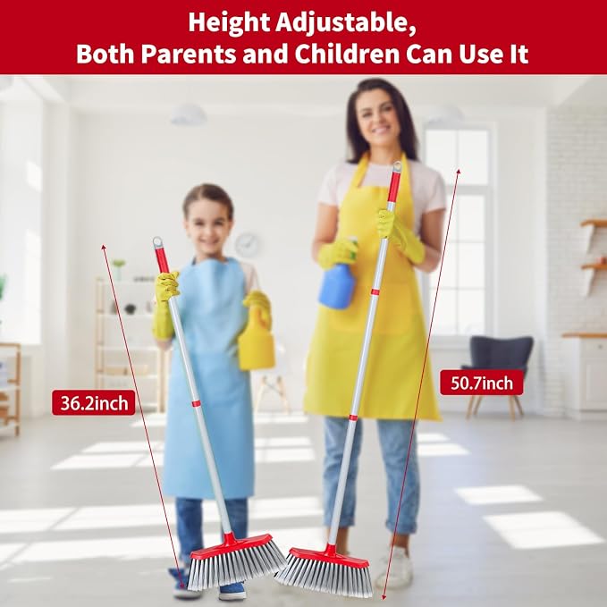 SDSM Indoor Outdoor Broom, Unique Double-Sided Bristles Long Handle Heavy Duty - Image 4