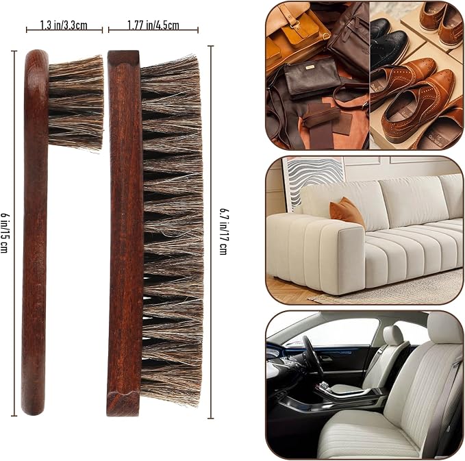 4-Piece 100% Horse Hair Shoe Brush Kit Premium Dauber Applicators Leather Care - Image 7