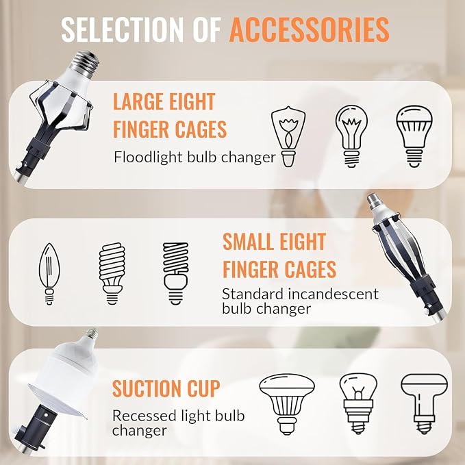 20FT Light Bulb Changer for High Ceilings, Ceiling Fan Duster & Window Cleaner - Image 4