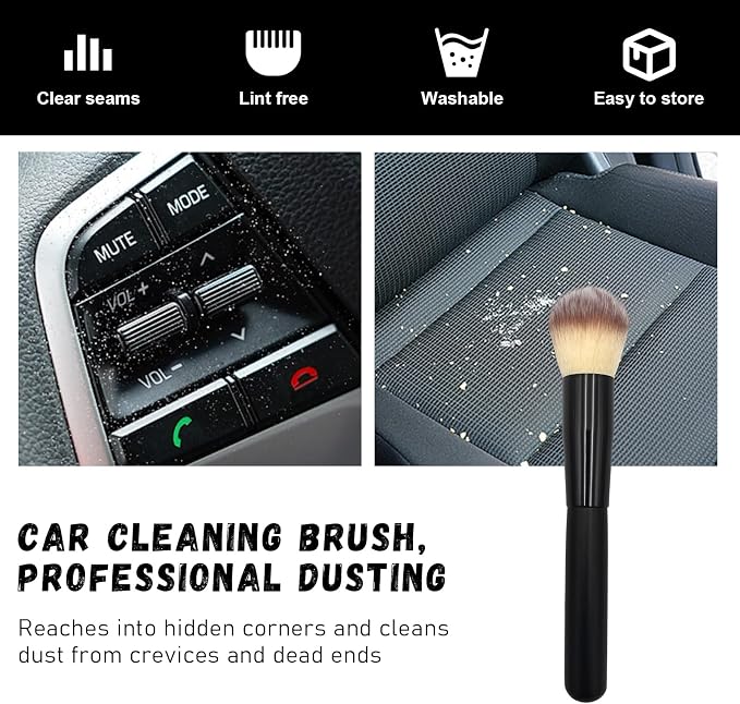 Ziciner Car Detailing Brush, Curved Soft Bristles Auto Removal Dust Collectors - Image 6