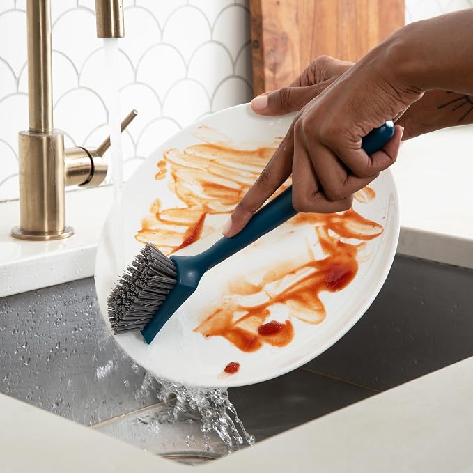 Full Circle Clean Ocean Dish Brush, Ergonomic Grip, Non-Stick Safe, Durable - Image 4