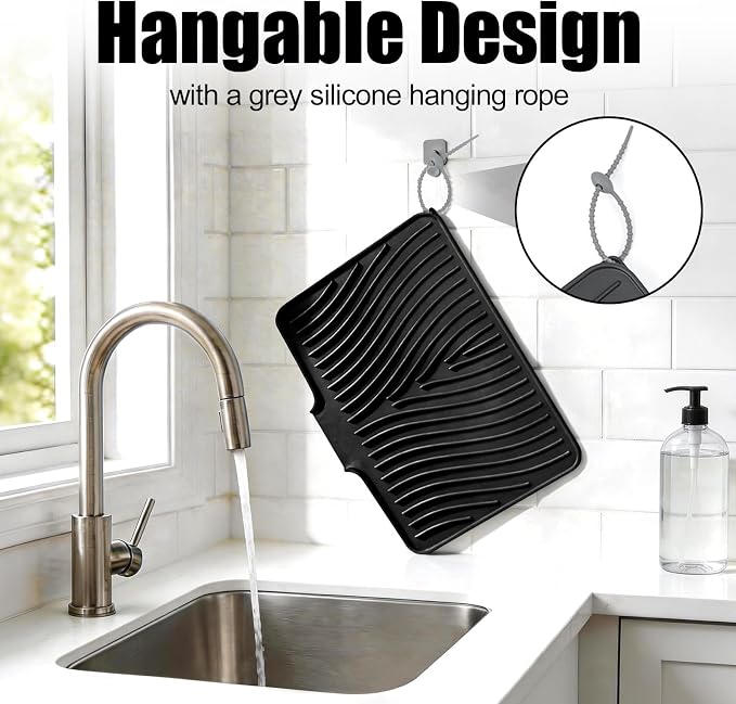 Silicone Dish Drying Mat for Kitchen Counter, Dish Drying Pad, Non-Slip Drain - Image 6