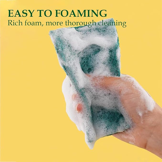 Heavy Duty Scour Pads Sponge Dish Scrubber Green Reusable Household Scrub Pads - Image 7