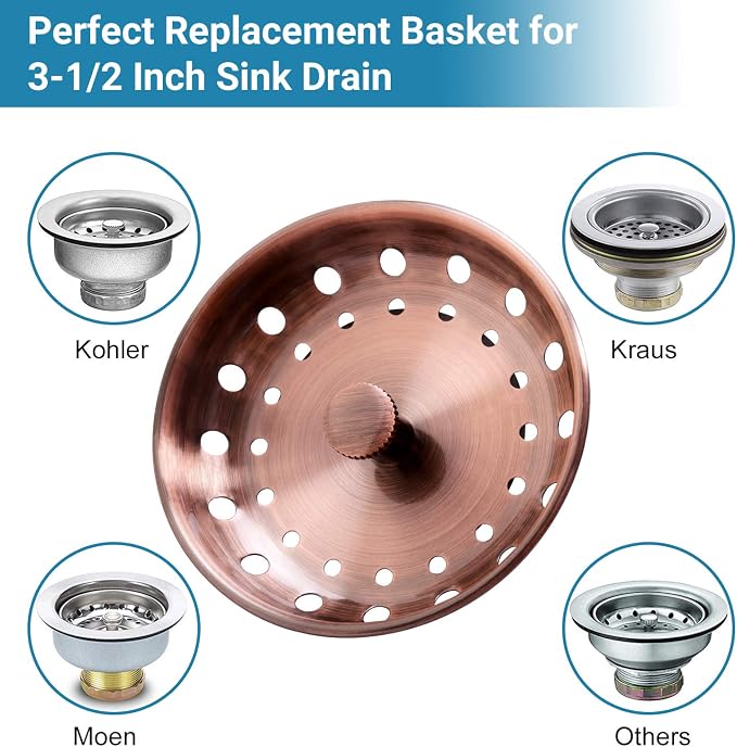 KONE Copper Kitchen Sink Strainer Basket, - Image 5