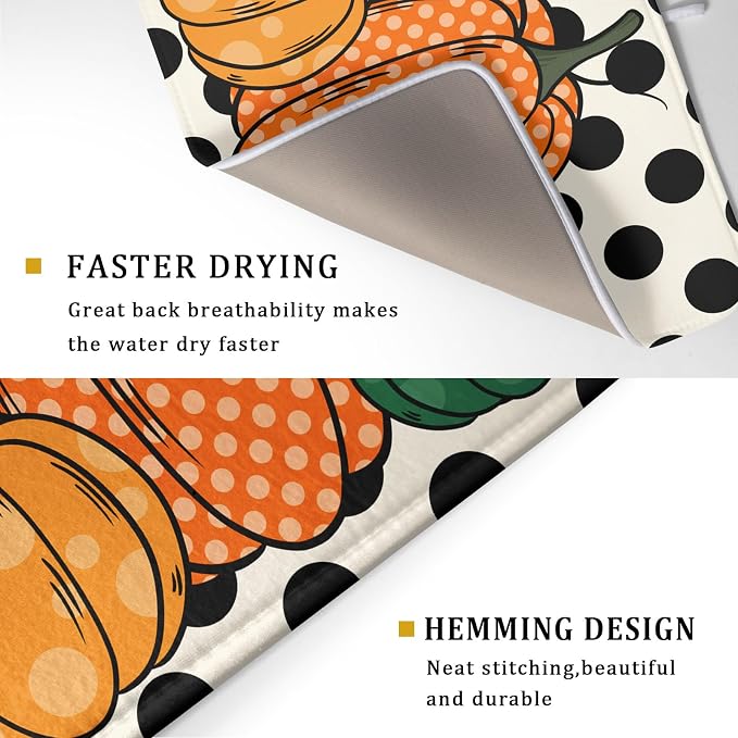 Autumn Pumpkin Dish Drying Mat for Kitchen Counter - Image 3