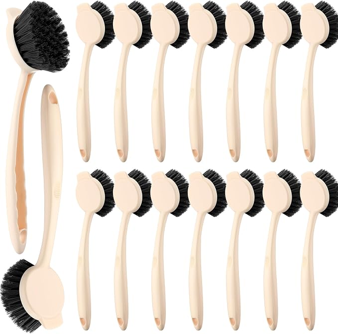 16 Pack Dish Brush with Handle Dish Scrubber Brush with Built-in Scraper by Teenyyou