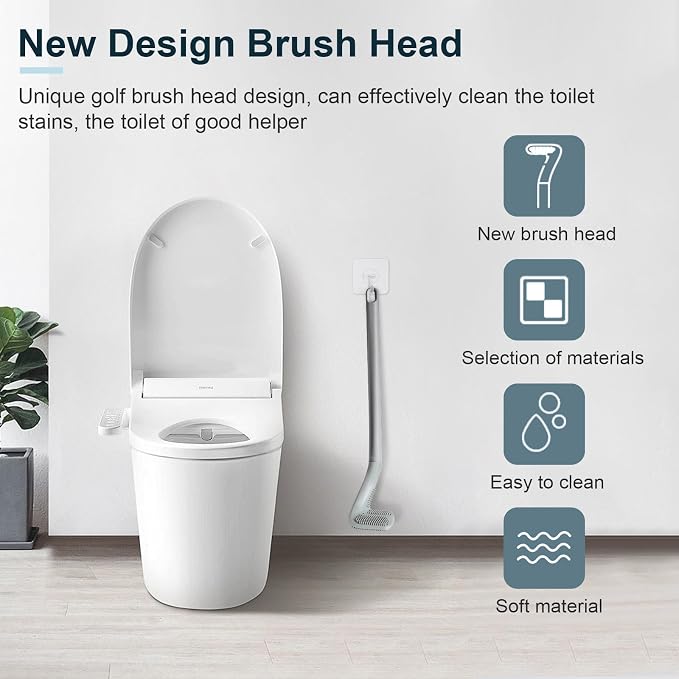 Golf Toilet Brush, Toilet Cleaning Brush, Flexible Bendable Silicone Long - Image 3
