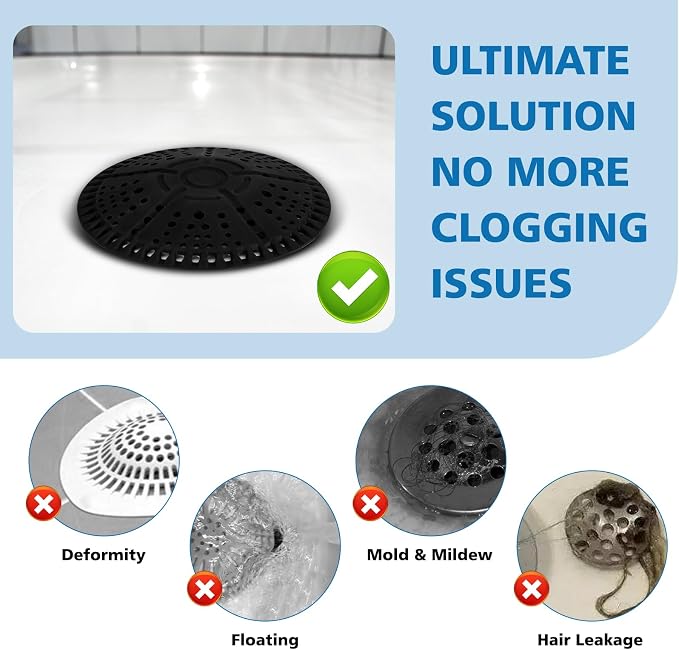 ZOOY Shower Drain Hair Catcher, 2 Pack 5.5 Inch Silicone Large Drain Cover - Image 5