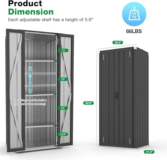 AECOJOY Outdoor Storage Cabinet, Outdoor Cabinets Waterproof - Image 5