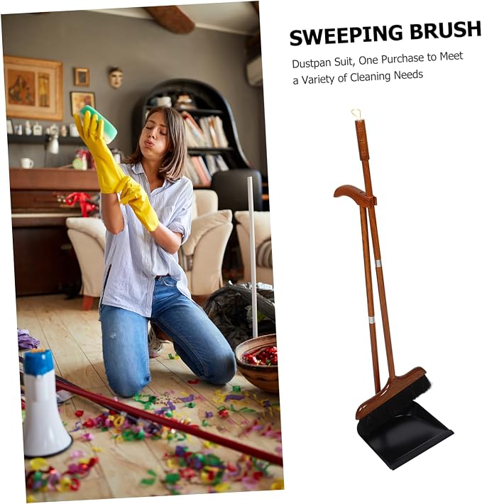 Redwood Horsehair Broom with Long Handle and Dustpan Set Cleaning - Image 7