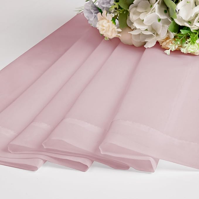 Chyhomenyc Sheer Blush Pink Curtains 90 inches Long 2 Panels, Light Filtering - Image 3