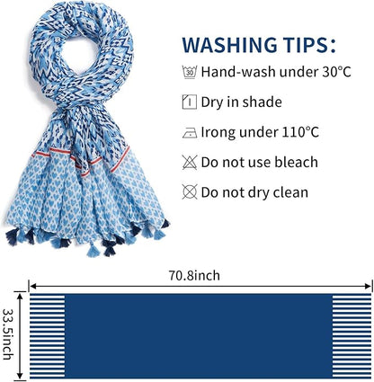 Scarf for Women Lightweight Soft Floral Leopard Printed Scarves Fall Winter Fashion Shawl Wrap with Fringe