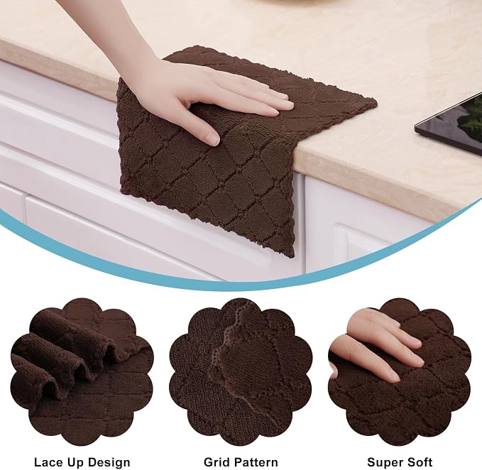 Homaxy 12 Pack Kitchen Dish Cloths, Super Soft and Absorbent Coral Velvet Dish - Image 2