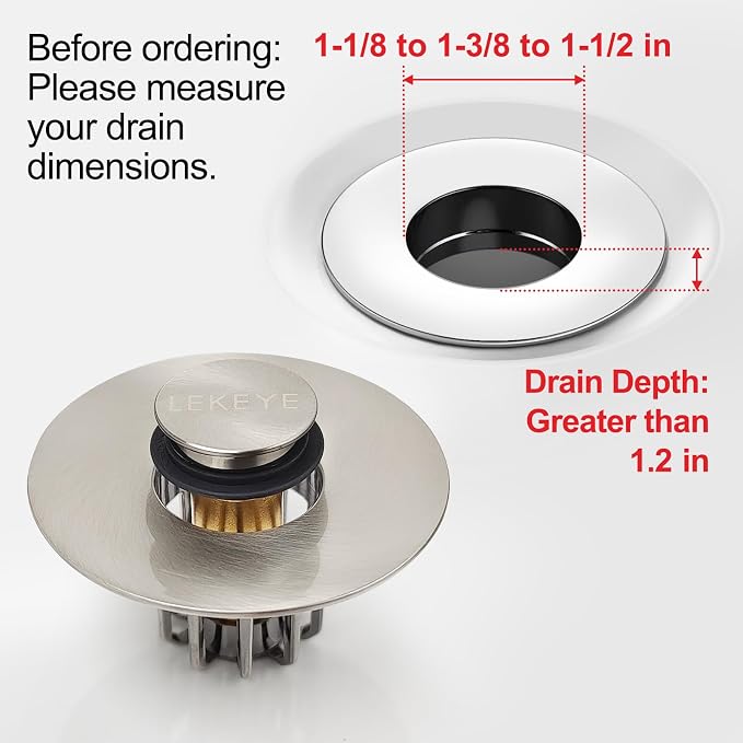 LEKEYE Bathroom Sink Stopper | Shower Drain Hair Catcher | Pop-up Sink Drain - Image 6