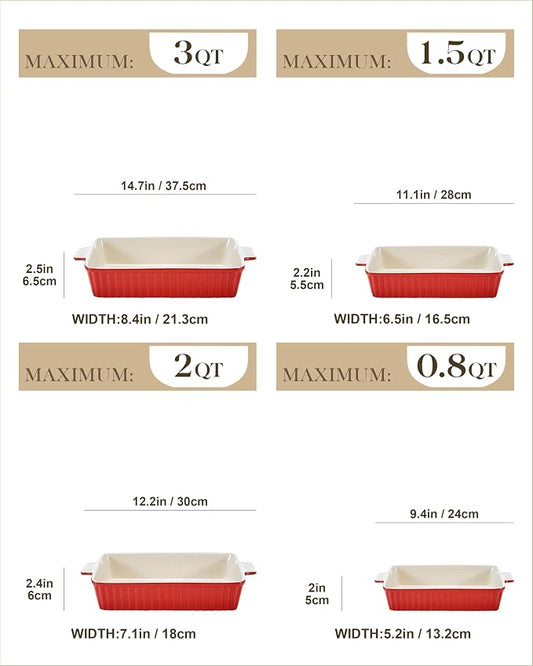 Bakeware Set of 4, MALACASA Porcelain Baking Pans Set - Image 2