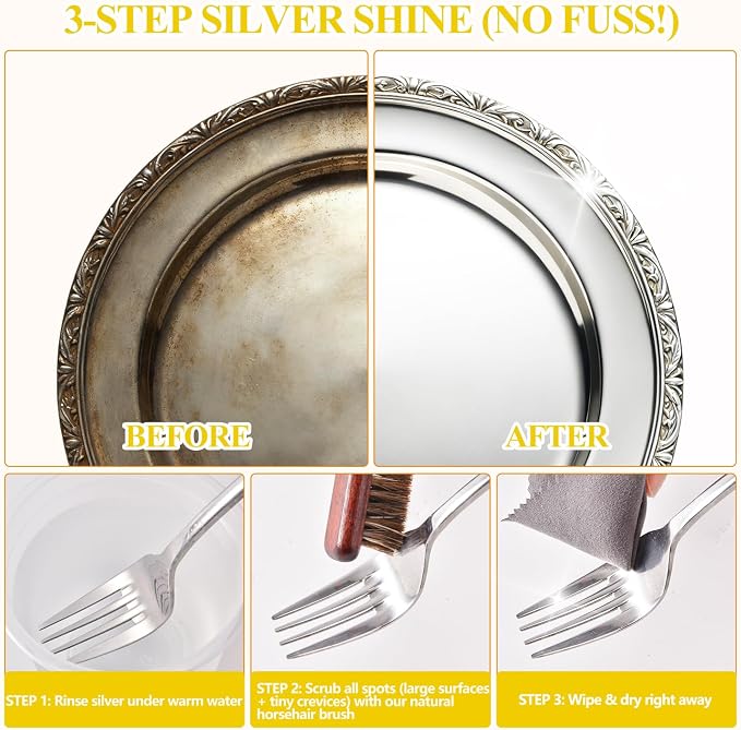 Horsehair Silver Brush Jewelry Cleaning Cloth Set - Image 4