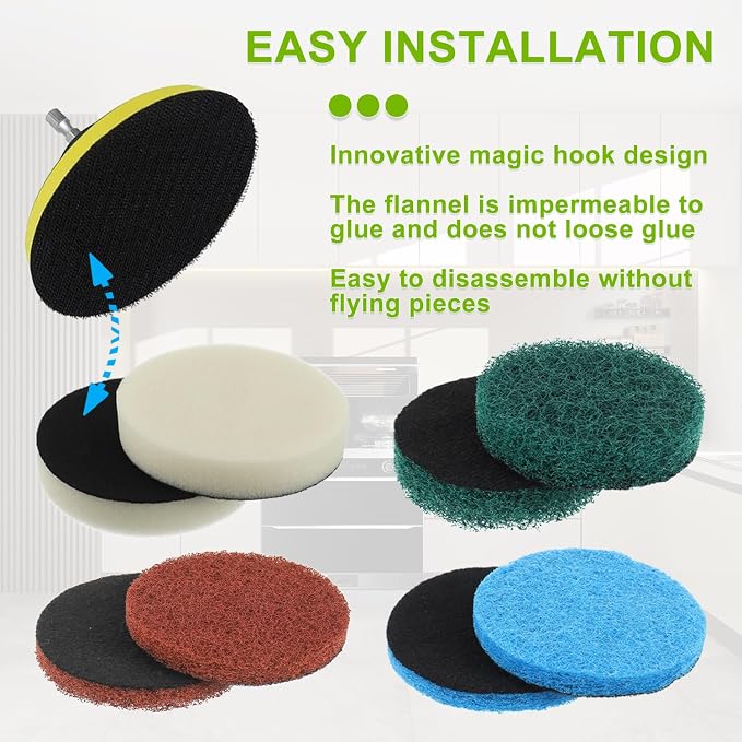 16pcs Electric Cleaning Brush Pad Set 4 Foam Pads 4 Kitchen Mats 4 Heavy Duty - Image 5