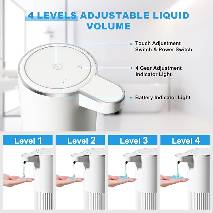 Automatic Soap Dispenser, 2 Pack White Touchless Liquid Soap Dispenser - Image 3