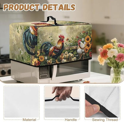 Microwave Cover, Thanksgiving Microwave Dust Cover Waterproof Microwaves Oven Covers Rooster Microwaves Accessories Decorative Kitchen Appliance Cover for Air Fryer Toaster
