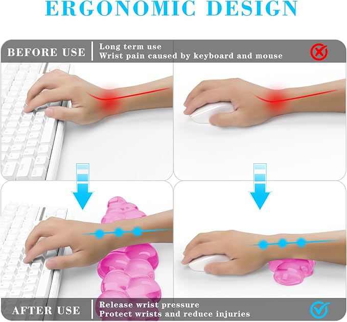 Gel Cloud Keyboard and Mouse Wrist Rest, Cute Wrist Support and Arm Support - Image 2