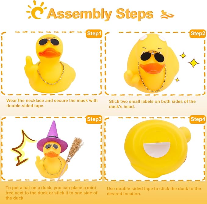 Halloween 3.15" Fun Rubber Duck Witch Duck Car Dashboard Decorations Halloween - Image 4