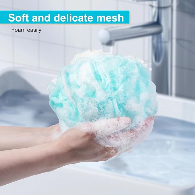Loofah for Women 75g 4 Pack, Bath Sponge Soft Mesh Shower Puff Loofah Sponge - Image 2