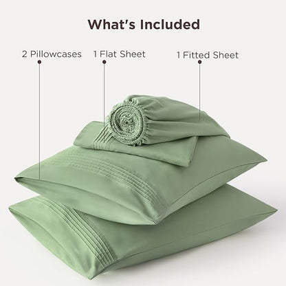 Bedsure Deep Pocket Full Size Bed Sheets Set - Fits Mattresses Up to 21 Inches Thick - 4 Piece GentleSoft Bed Sheets, Moisture Wicking, Cooling Bedsheet & Pillowcases, Easy & Secure Fit, Light Green