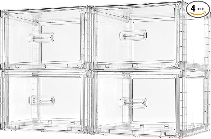 Vtopmart 4 Pack 18QT Clear Stackable Storage Drawers, Easily Assemble Closet by Vtopmart