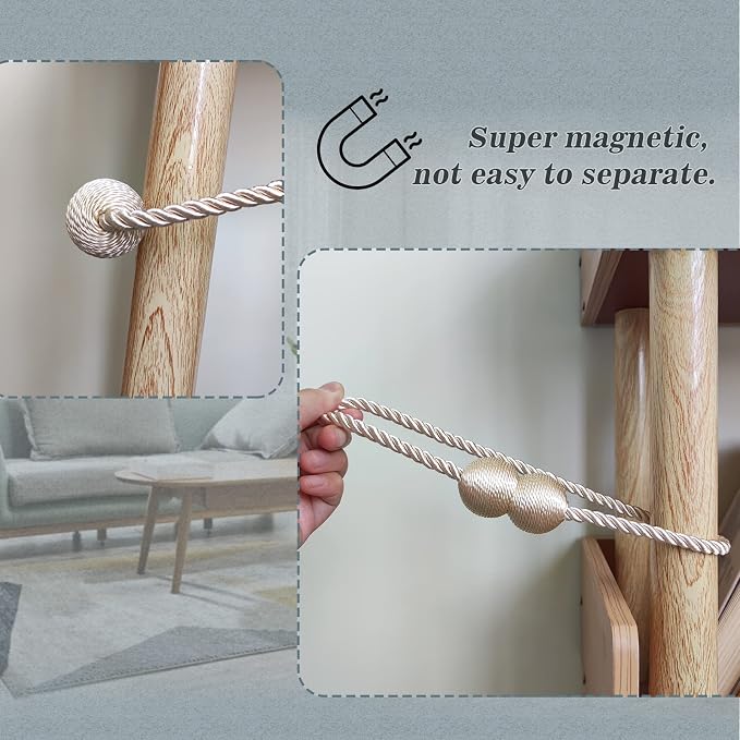 Hion Magnetic Curtain Tiebacks Beige 2pcs, Curtain Tiebacks Buckles Holdbacks - Image 6