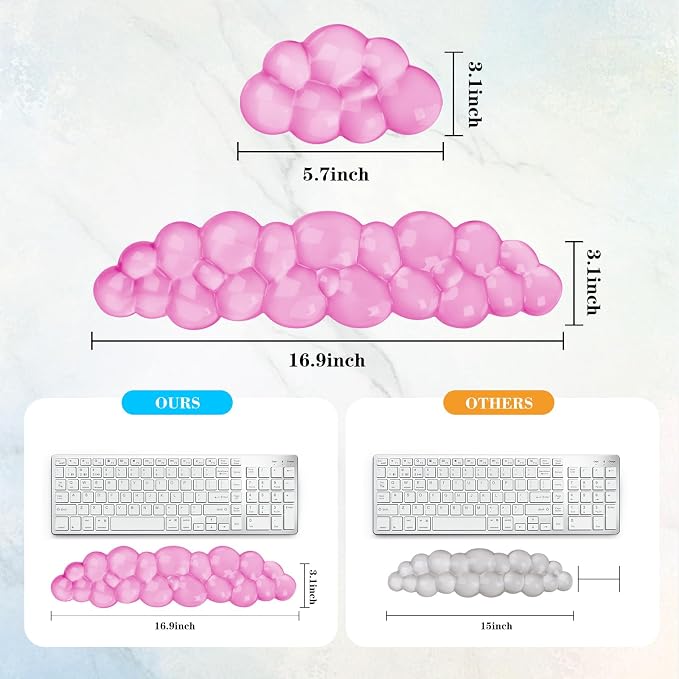 Gel Cloud Keyboard and Mouse Wrist Rest, Cute Wrist Support and Arm Support - Image 5