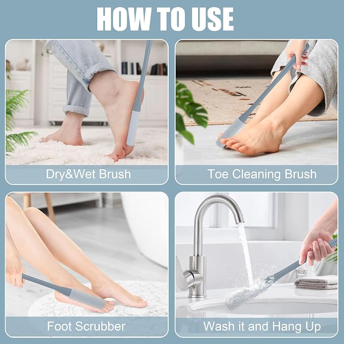 OWIIZI Toe Cleaning Brush 15.7" Foot Scrubber in Shower - Image 3