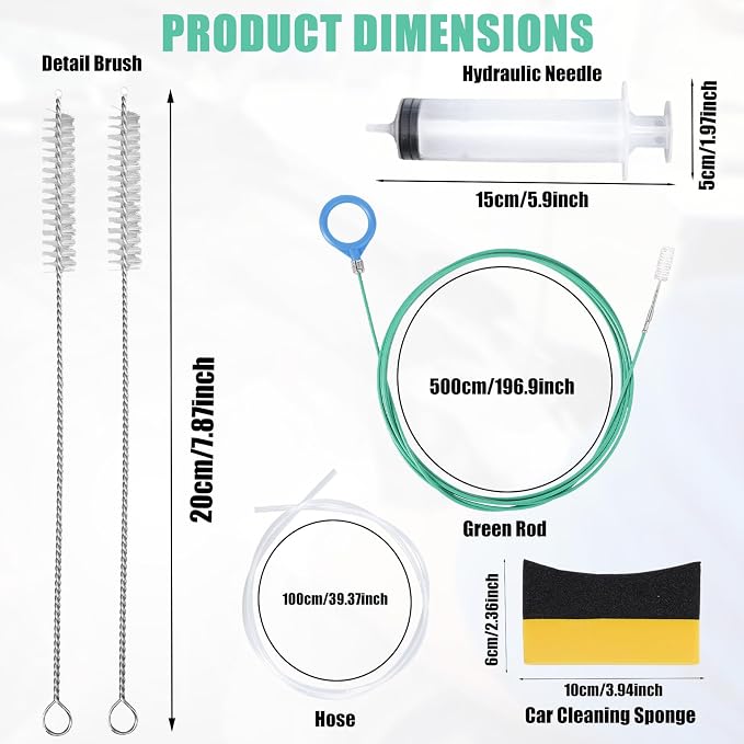6pcs Auto Sunroof Drain Cleaning Tool, Include 5m/196.9in Long Tube Cleaner - Image 2