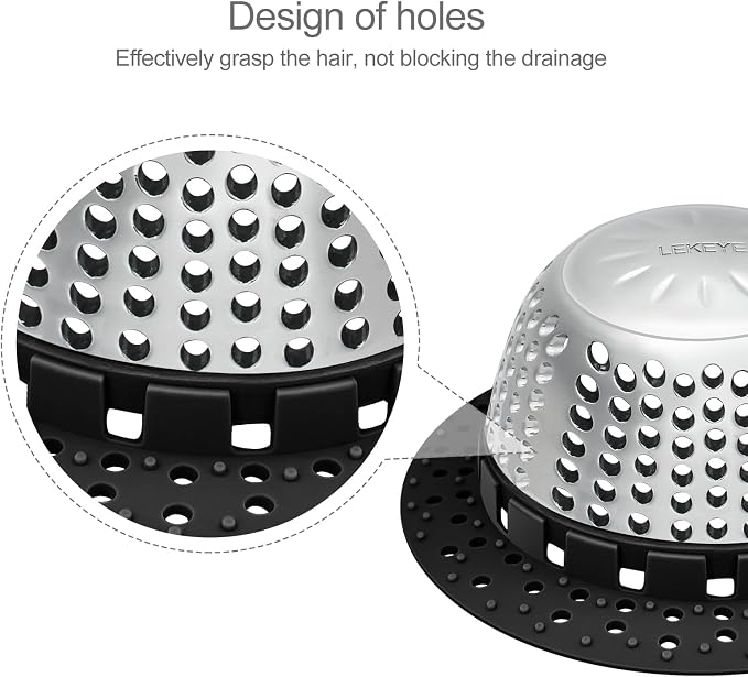LEKEYE Shower Drain Hair Catcher/Bathtub Drain Cover/Drain Protector - Image 4
